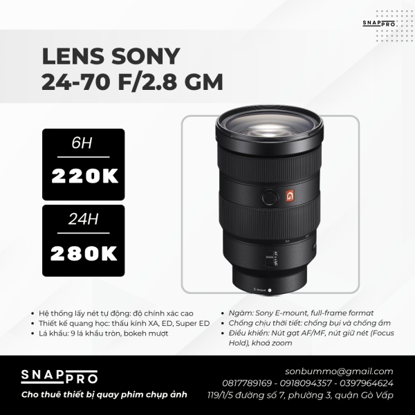 Lens Sony FE 24-70mm f/2.8 GM
