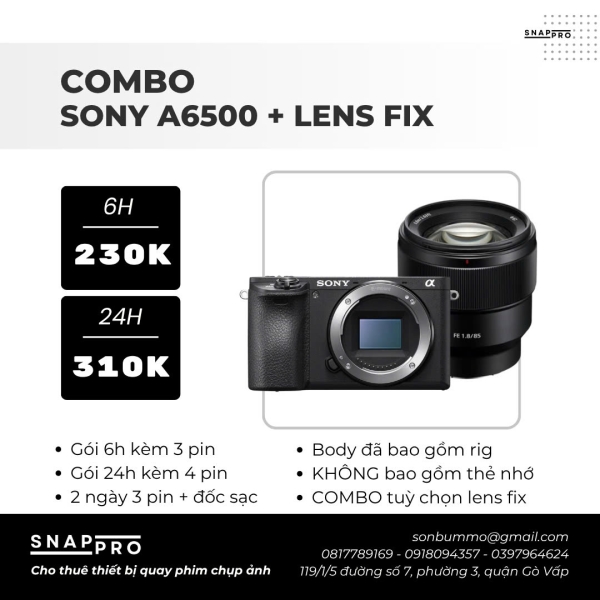 Camera Sony 6500 + Lens fix