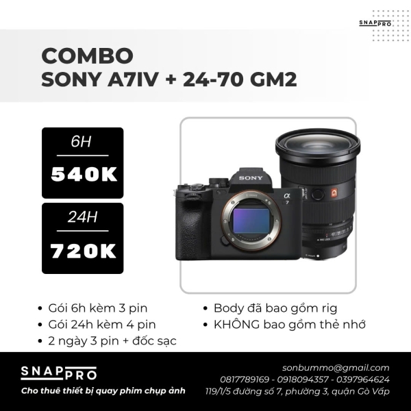 Camera Sony A74 + Lens 24-70 GM2