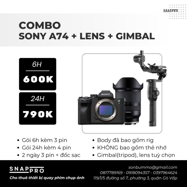 Camera Sony A74 + Lens + Gimbal