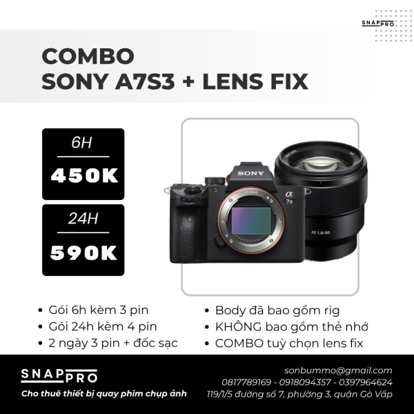 Camera Sony A7S3 + Lens fix