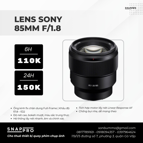 Lens Sony FE 85mm F/1.8
